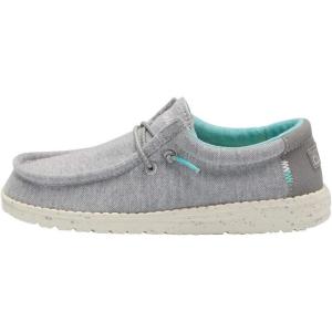 imageHey Dude Boys Wally Youth Multiple Colors  Boys Shoes  Boys Lace Up Loafers  Comfortable ampamp LightWeightStrtch Grey