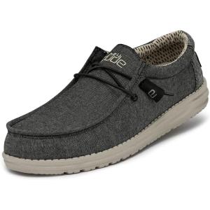 imageHey Dude Mens Wally Chambray  Mens Loafers  Mens Slip On Shoes  Comfortable ampamp LightWeightChambray Black
