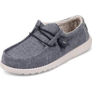 imageHey Dude Mens Wally Chambray  Mens Loafers  Mens Slip On Shoes  Comfortable ampamp LightWeightChambray Navy