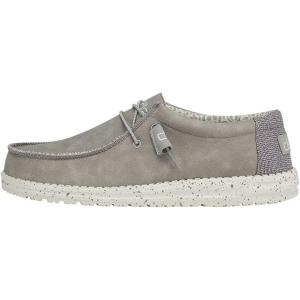 imageHey Dude Mens Wally Recycled Leather  Mens Shoes  Mens Lace Up Loafers  Comfortable ampamp LightWeightRecycled Leather Silver Birch