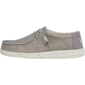 imageHey Dude Mens Wally Recycled Leather  Mens Shoes  Mens Lace Up Loafers  Comfortable ampamp LightWeightSilver Birch