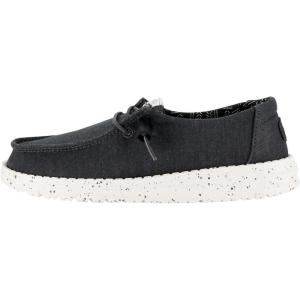 imageHey Dude Girls Wendy Stretch Canvas  Youths Shoes  Youth Slipon Loafers  Comfortable ampamp LightWeightBlack