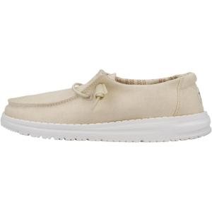 imageHey Dude Girls Wendy Stretch Canvas  Youths Shoes  Youth Slipon Loafers  Comfortable ampamp LightWeightOffwhite