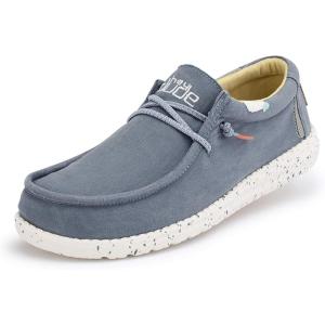 imageHey Dude Mens Wally Wash  Mens Shoes Lace Up Loafers Comfortable ampamp LightWeightBlue Stone Yellow