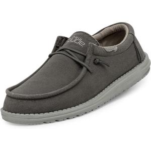 imageHey Dude Mens Wally Wash  Mens Shoes Lace Up Loafers Comfortable ampamp LightWeightDark Grey