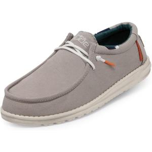 imageHey Dude Mens Wally Wash  Mens Shoes Lace Up Loafers Comfortable ampamp LightWeightSmoke Grey