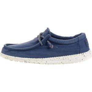 imageHey Dude Mens Wally Wash  Mens Shoes Lace Up Loafers Comfortable ampamp LightWeightSteel Blue