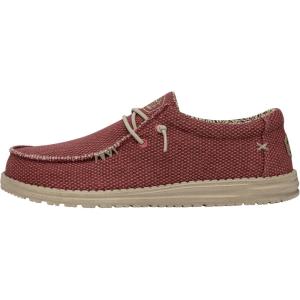 imageHey Dude Mens Wally Stitch  Mens Loafers  Mens Slip On Shoes  Comfortable ampamp LightWeightPompeian Red