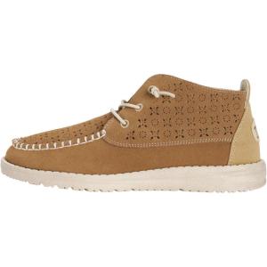 imageHey Dude Womens Wendy Mid Suede Boho  Womens Shoes  Womens Slip On Loafers  Comfortable ampamp LightWeightCognac