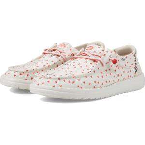 imageHey Dude Wendy Hearts  Loafers for Women  Textile Upper  Flex and Fold Technology  Textile LiningWhiteRed