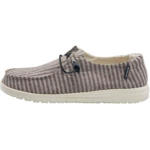 imageHey Dude Mens Wally Loafer Multiple Colors  Mens Shoes  Mens Lace Up LoafersGrey Stripes