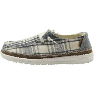 imageHey Dude Mens Wally Loafer Multiple Colors  Mens Shoes  Mens Lace Up LoafersPlaid Grey