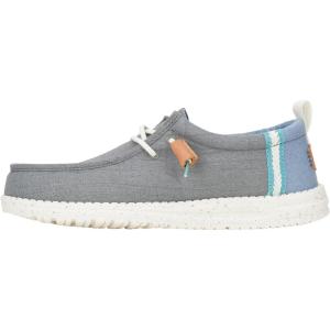 imageHEYDUDE Wally Craft Linen Monument GreyFaded Denim Size 11 Mens Shoes Mens Slipon Loafers Comfortable ampamp LightWeight