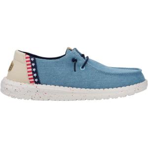 imageHEYDUDE Mens Wally Eco Ascend  Mens Lace Up Loafers  Comfortable ampamp LightWeightAmericana Splatter Light Denim