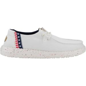 imageHEYDUDE Mens Wally Eco Ascend  Mens Lace Up Loafers  Comfortable ampamp LightWeightAmericana Splatter WhiteBlue