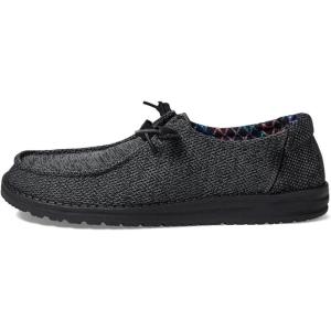 imageHEYDUDE Mens Wally Eco Ascend  Mens Lace Up Loafers  Comfortable ampamp LightWeightMicro Total Black