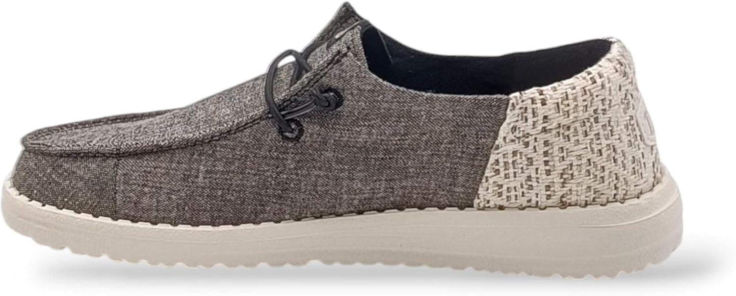 imageHEYDUDE Womens Wendy Canvas Womens Shoes Womens Slipon Loafers Comfortable ampamp LightWeightBlackMulti