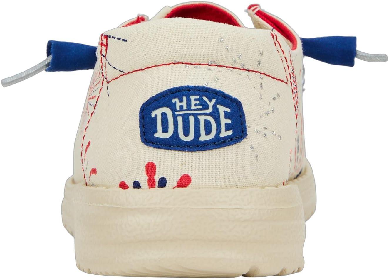 imageHEYDUDE Womens Wendy Canvas Womens Shoes Womens Slipon Loafers Comfortable ampamp LightWeightFireworks White