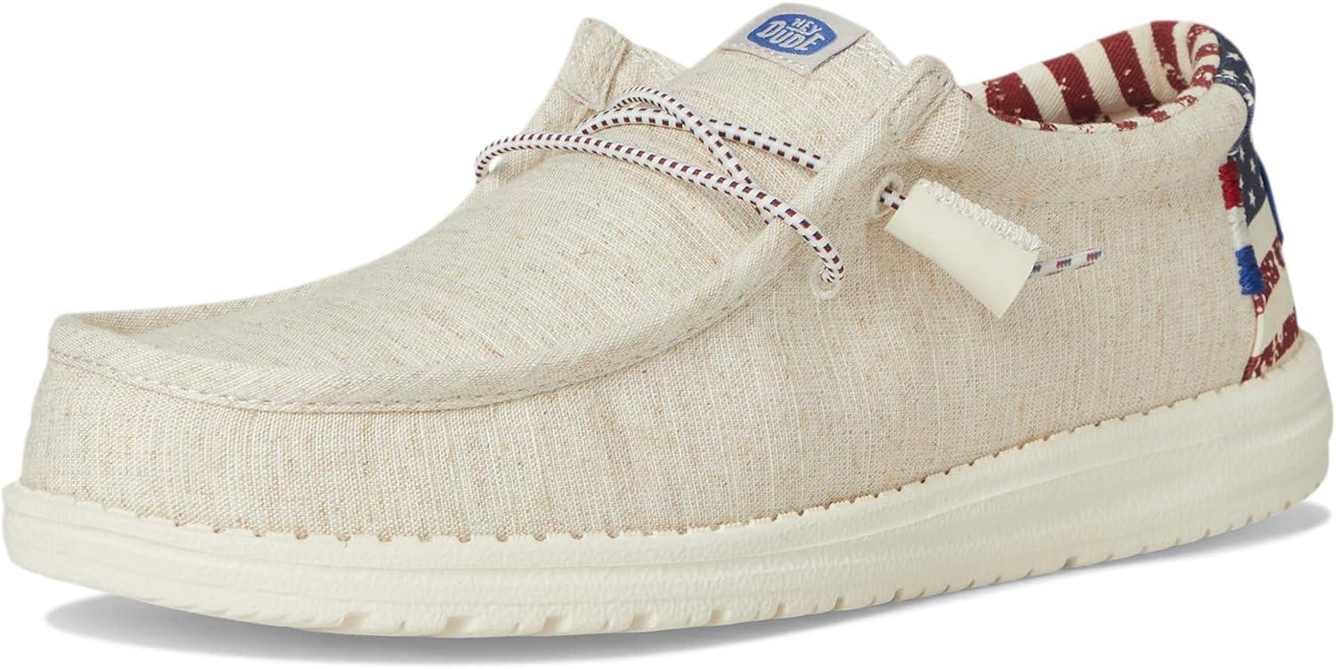 imageHEYDUDE Womens Wendy Canvas Womens Shoes Womens Slipon Loafers Comfortable ampamp LightWeightOffwhite Patriotic