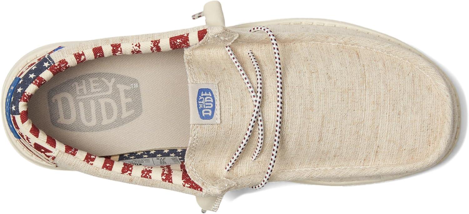 imageHEYDUDE Womens Wendy Canvas Womens Shoes Womens Slipon Loafers Comfortable ampamp LightWeightOffwhite Patriotic