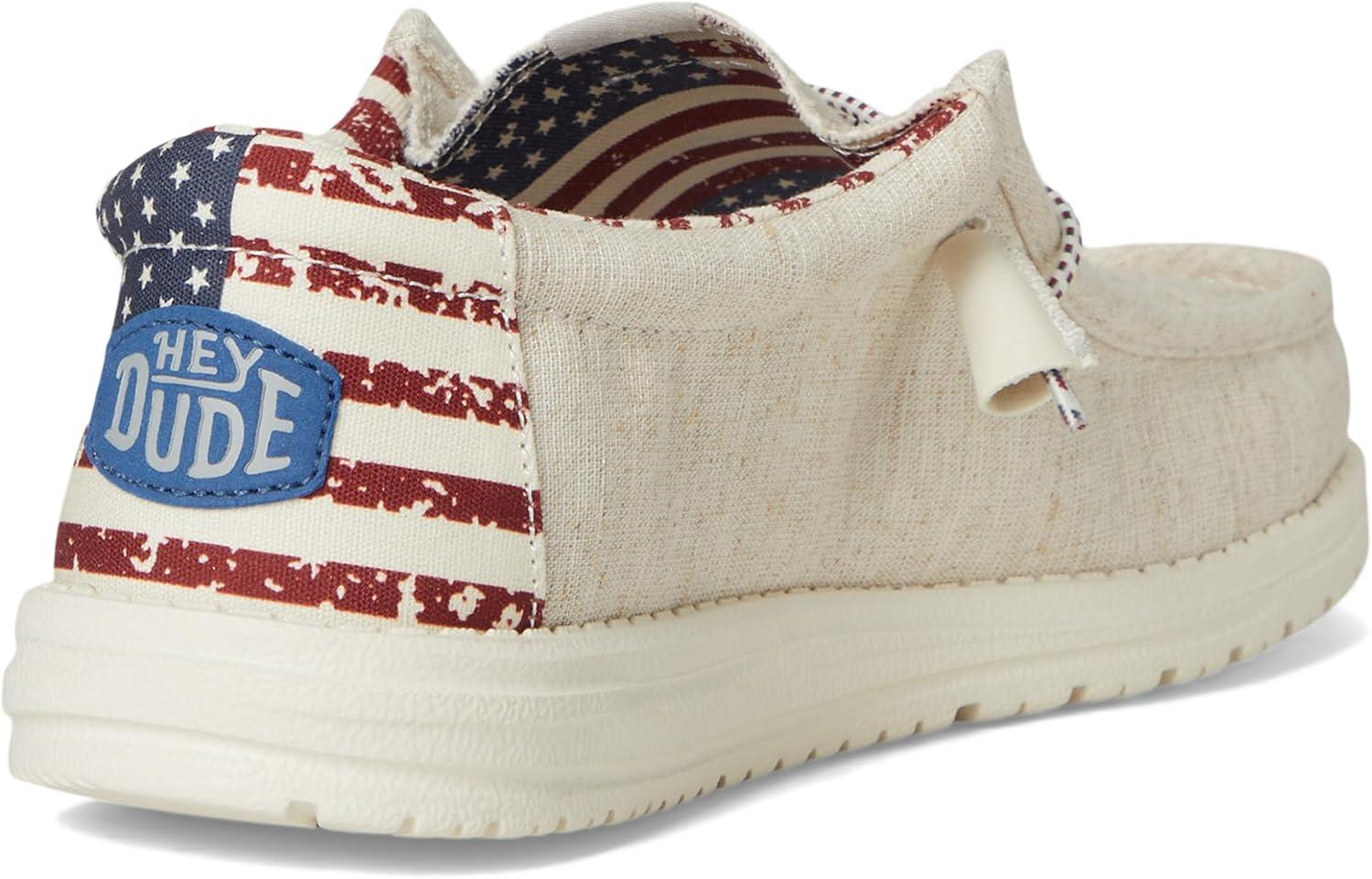 imageHEYDUDE Womens Wendy Canvas Womens Shoes Womens Slipon Loafers Comfortable ampamp LightWeightOffwhite Patriotic