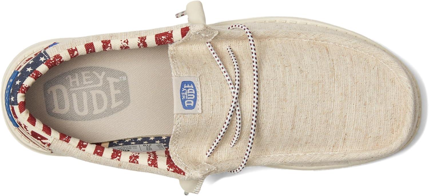 imageHEYDUDE Womens Wendy Canvas Womens Shoes Womens Slipon Loafers Comfortable ampamp LightWeightOffwhite Patriotic