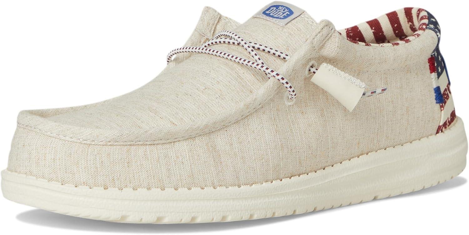 imageHEYDUDE Womens Wendy Canvas Womens Shoes Womens Slipon Loafers Comfortable ampamp LightWeightOffwhite Patriotic