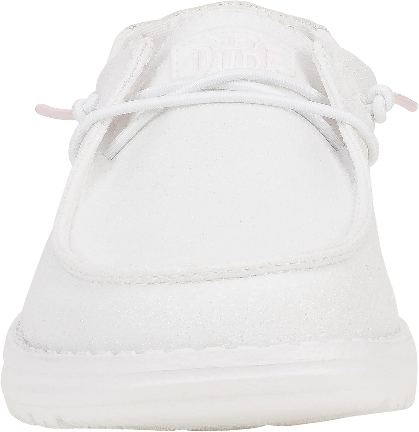 imageHEYDUDE Womens Wendy Canvas Womens Shoes Womens Slipon Loafers Comfortable ampamp LightWeightSparkle White