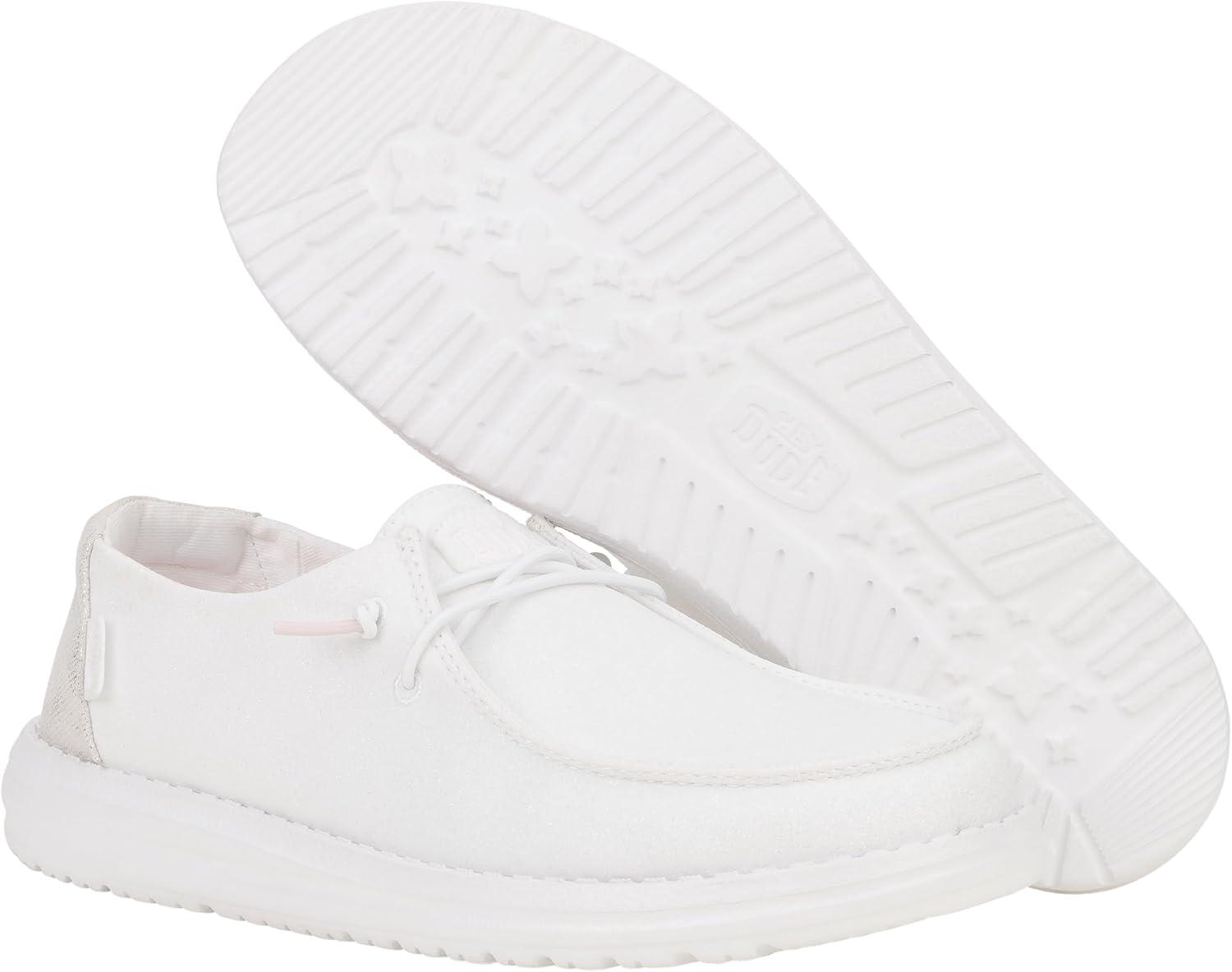 imageHEYDUDE Womens Wendy Canvas Womens Shoes Womens Slipon Loafers Comfortable ampamp LightWeightSparkle White