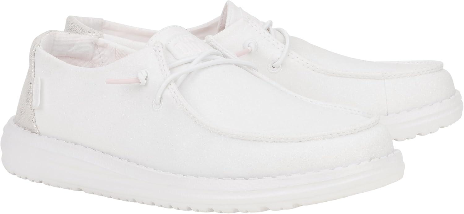 imageHEYDUDE Womens Wendy Canvas Womens Shoes Womens Slipon Loafers Comfortable ampamp LightWeightSparkle White