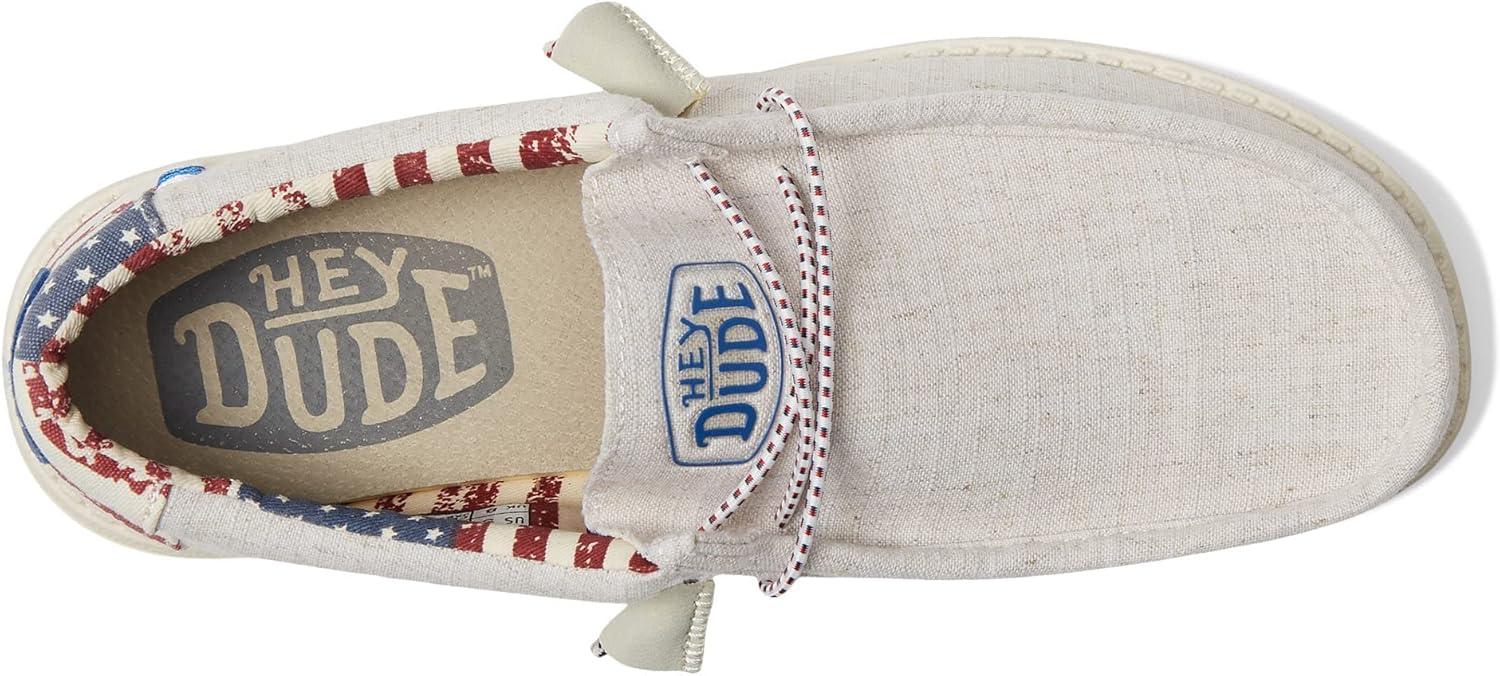 imageHEYDUDE Womens Wendy Canvas Womens Shoes Womens Slipon Loafers Comfortable ampamp LightWeightStars N Stripes