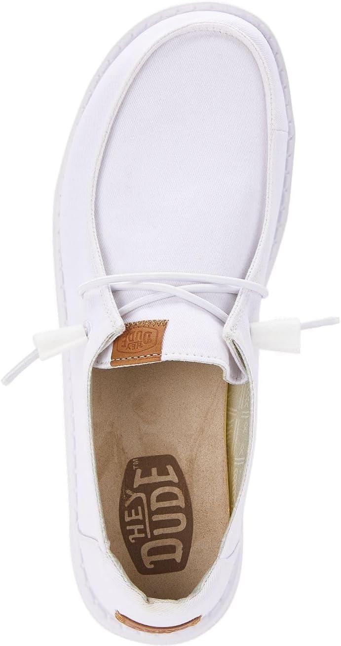imageHEYDUDE Womens Wendy Canvas Womens Shoes Womens Slipon Loafers Comfortable ampamp LightWeightWhite