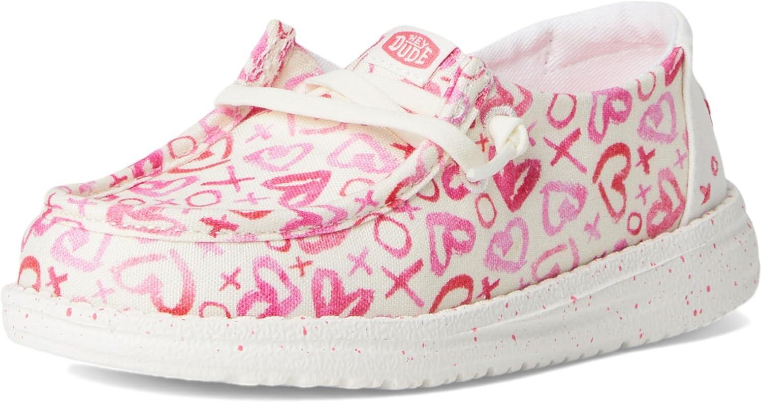 imageHey Dude Girls Wendy Watercolor Hearts Little Big Kid LoaferPinkWhite