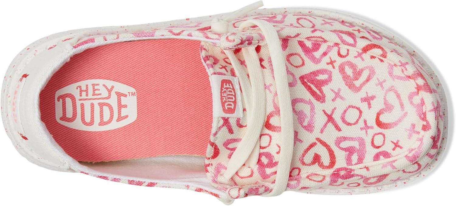 imageHey Dude Girls Wendy Watercolor Hearts Little Big Kid LoaferPinkWhite