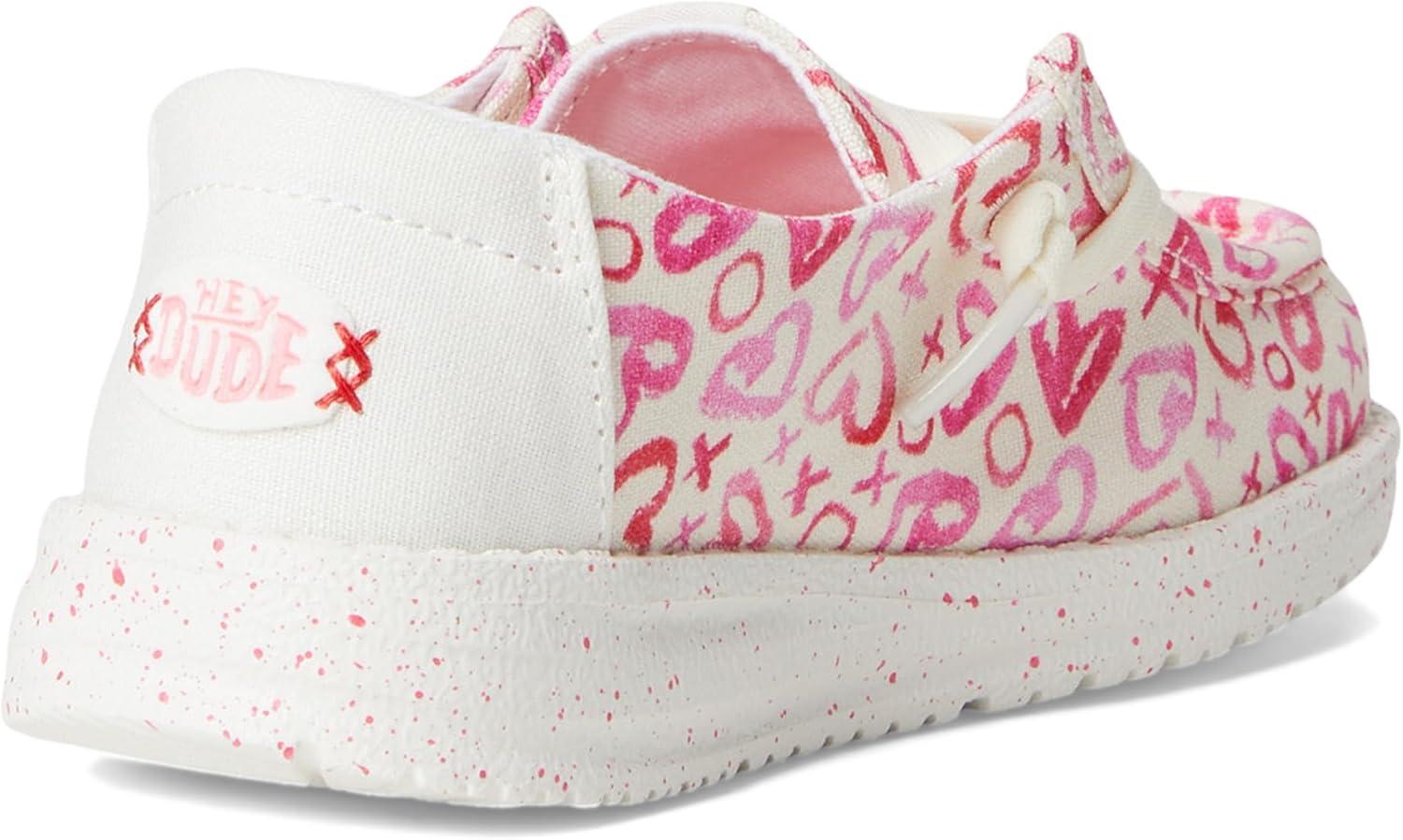 imageHey Dude Girls Wendy Watercolor Hearts Little Big Kid LoaferPinkWhite