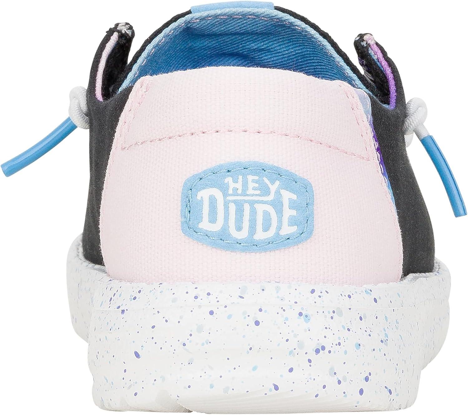 imageHey Dude Kids Wendy Color Fun Little KidBig Kid  Shoes for Kids  Comfy Canvas Upper  Rubber OutsoleBlack