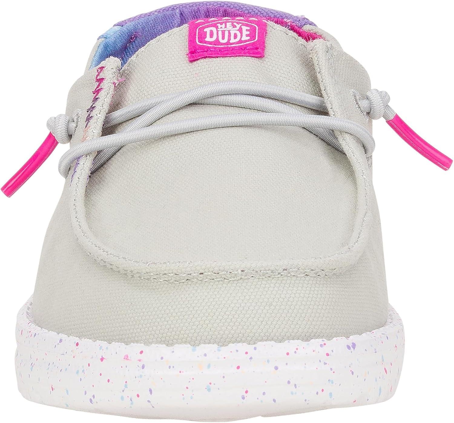 imageHey Dude Kids Wendy Color Fun Little KidBig Kid  Shoes for Kids  Comfy Canvas Upper  Rubber OutsoleGrey