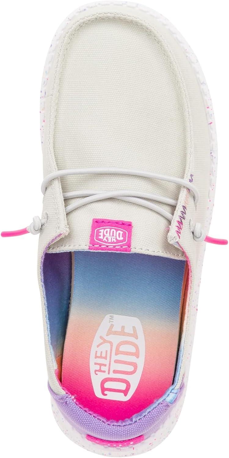 imageHey Dude Kids Wendy Color Fun Little KidBig Kid  Shoes for Kids  Comfy Canvas Upper  Rubber OutsoleGrey
