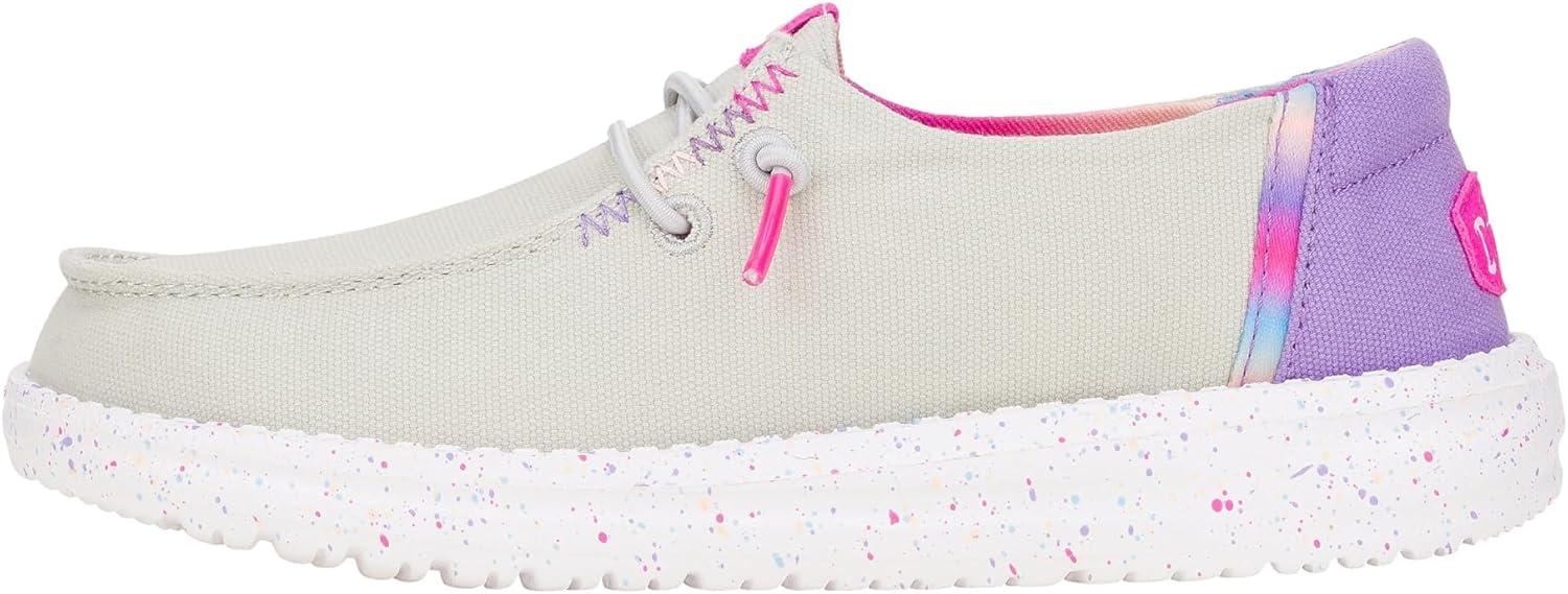 imageHey Dude Kids Wendy Color Fun Little KidBig Kid  Shoes for Kids  Comfy Canvas Upper  Rubber OutsoleGrey