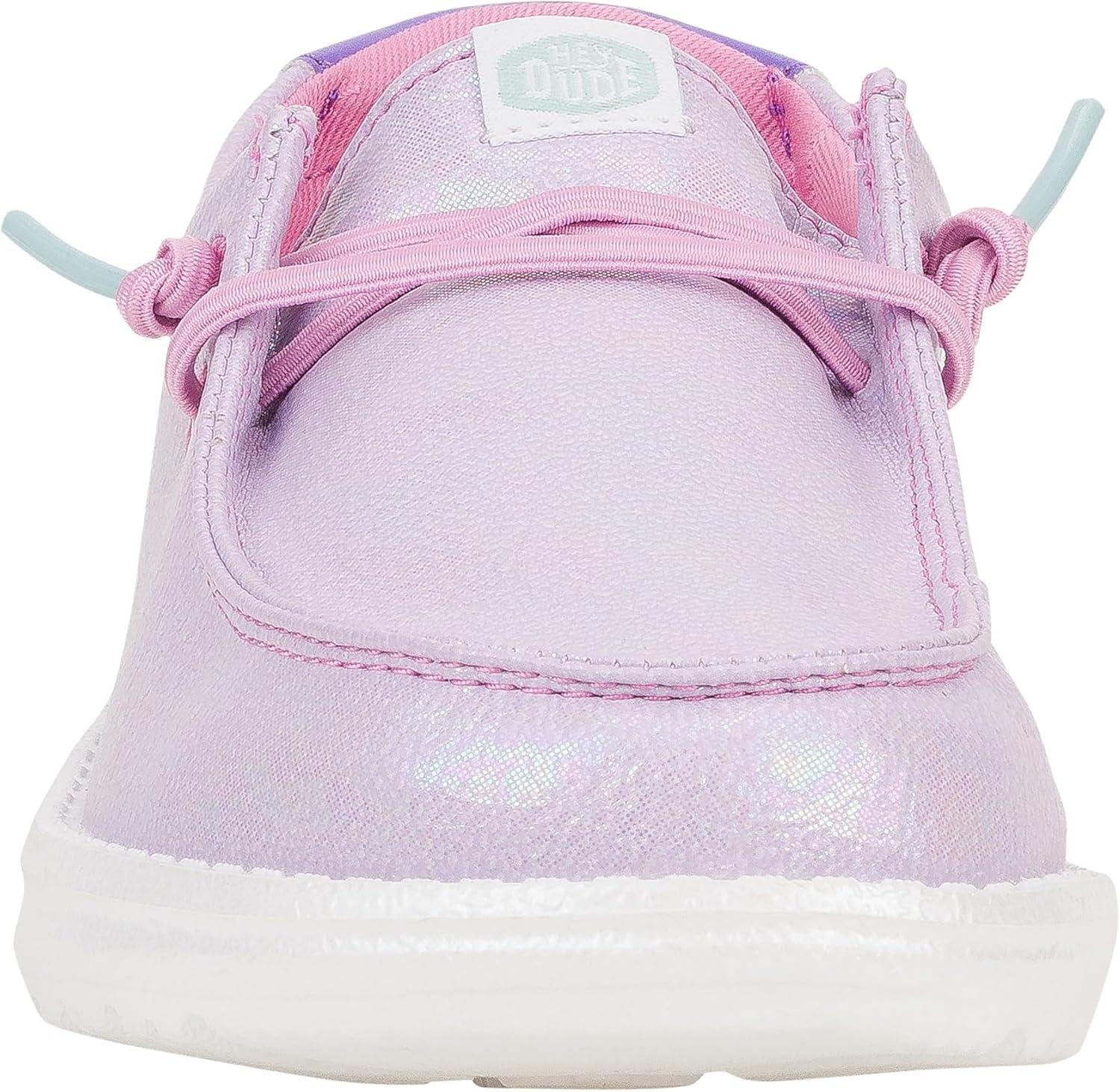 imageHey Dude Kids Wendy Iridescent Sparkle Little KidBig Kid  Loafers for Kids  Canvas Upper  Cotton LiningPurple