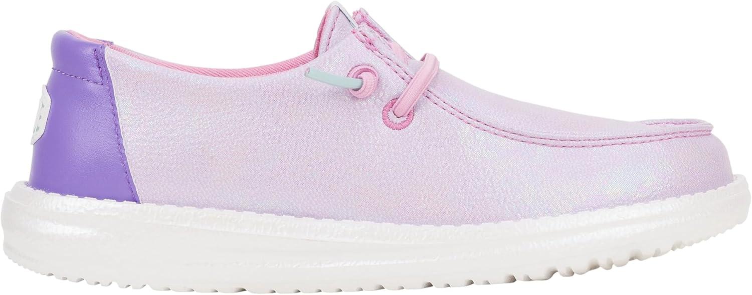 imageHey Dude Kids Wendy Iridescent Sparkle Little KidBig Kid  Loafers for Kids  Canvas Upper  Cotton LiningPurple