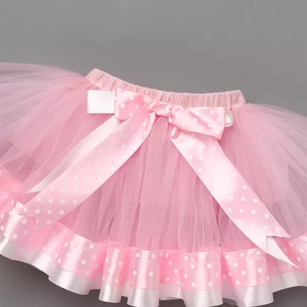 12 1st 2nd Birthday Girl Outfit Baby Romper Polka Dot Tutu Skirt Bowknot Headband Costume for Cake Smash Photo ShootPink Bow