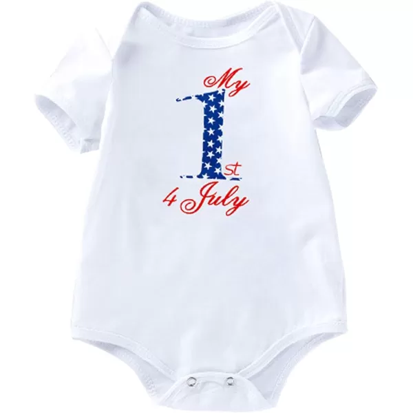 4th of July Baby Girl Birthday Outfit American Flag RomperRuffle Tulle SkirtHeadbandShoes Independence Day 4pcs SetWhite  1st 4 July