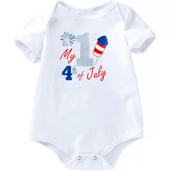 4th of July Baby Girl Birthday Outfit American Flag RomperRuffle Tulle SkirtHeadbandShoes Independence Day 4pcs SetWhite  1st 4th of July