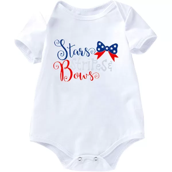 4th of July Baby Girl Birthday Outfit American Flag RomperRuffle Tulle SkirtHeadbandShoes Independence Day 4pcs SetWhite  Stars Bows