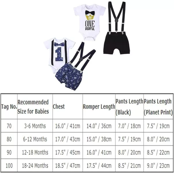 Baby Boys 1st Birthday Cake Smash Outfit Bowtie Romper Suspenders Shorts Pants Formal Suit Clothes for Photo Shoot PartyBlack