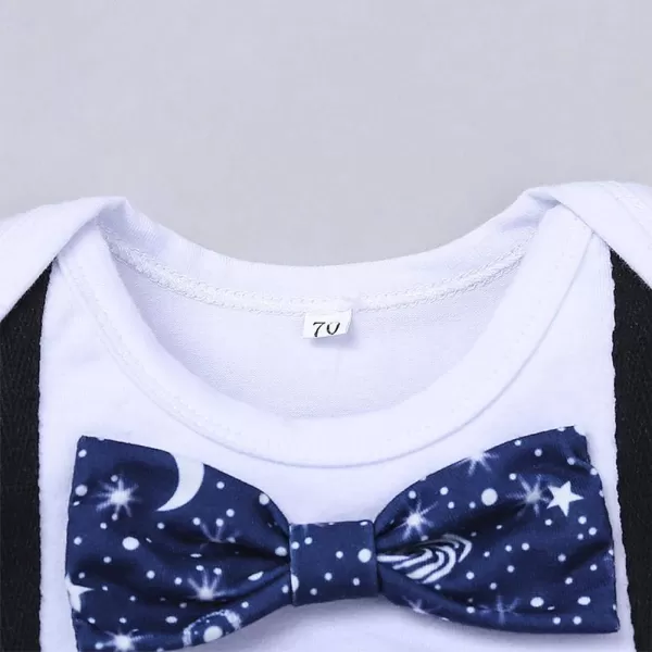 Baby Boys 1st Birthday Cake Smash Outfit Bowtie Romper Suspenders Shorts Pants Formal Suit Clothes for Photo Shoot PartyBlue Galaxy