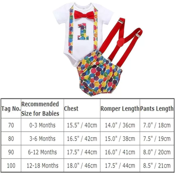 Baby Boys 1st Birthday Cake Smash Outfit Bowtie Romper Suspenders Shorts Pants Formal Suit Clothes for Photo Shoot PartyY Green Colorful 2pcs