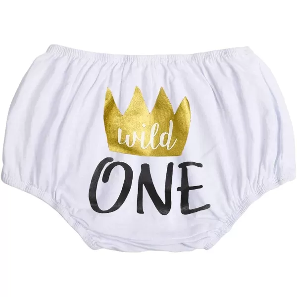 Baby Boys Cake Smash First Birthday Outfit Bloomers Suspender Bowtie Set Lion Headband Tail Costume 5pcs Photo PropsWhite  Wild One 02