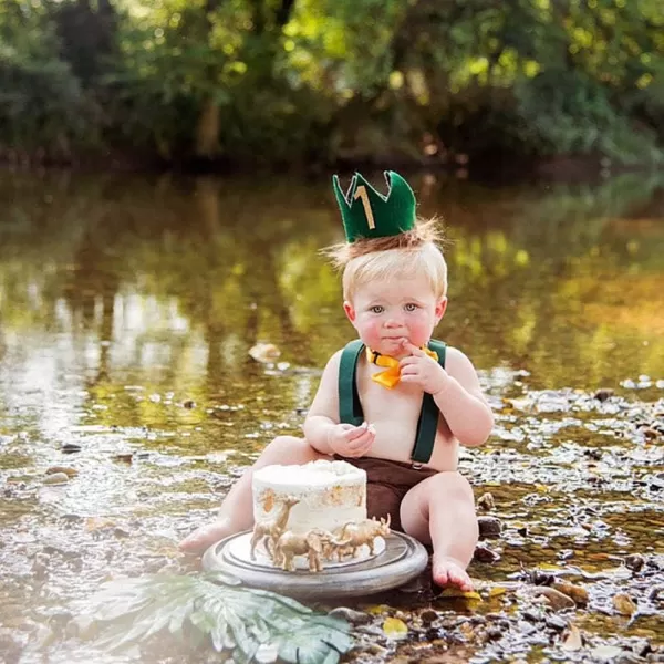 Baby Boys First 1st Birthday Party Cake Smash Outfit Adjustable Suspenders Bowtie Bloomers Clothes Set for Photo PropsJungle 1